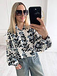 Жіноча сорочка вільного крою з квітковим принтом на кнопках, фото 8