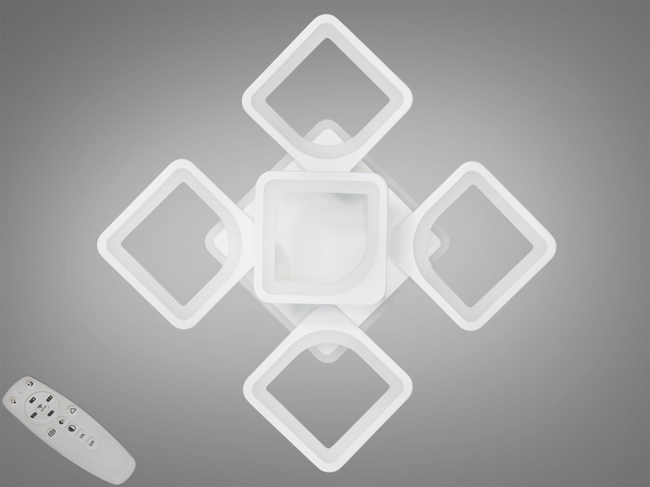 LED люстра на стелю з пультом, диммером, підсвічуванням, 85W, біла, фото 1