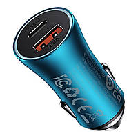 Автомобільний зарядний пристрій Baseus Golden Contactor Max Dual Fast Charger Car Charger U+C 60W Blue