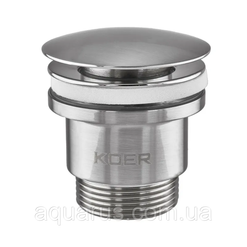 Донний клапан для раковини універсальний (з/без переливу) Koer PW-01-02 автоматичний (Click-Clack) SS COLOR 1 1/4'' (KR3401)