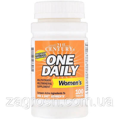 Promo Ціна! Мультивітамін 21st Century Мультивітаміни для Жінок, One Daily, 100 таблеток (CEN-27308) - тільки на ZaGrosh.com.ua