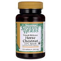 Кінський каштан з уповільненим вивільненням 22% есцин, Timed-Release Horse Chestnut 22% Aescin, Swanson, 200 мг, 120 таблеток