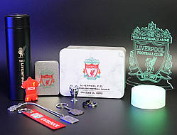 Футбольний набір Ліверпуль (нічник, термос, брелки, кубок, кулон, кільця) Liverpool - Подарунок футболісту