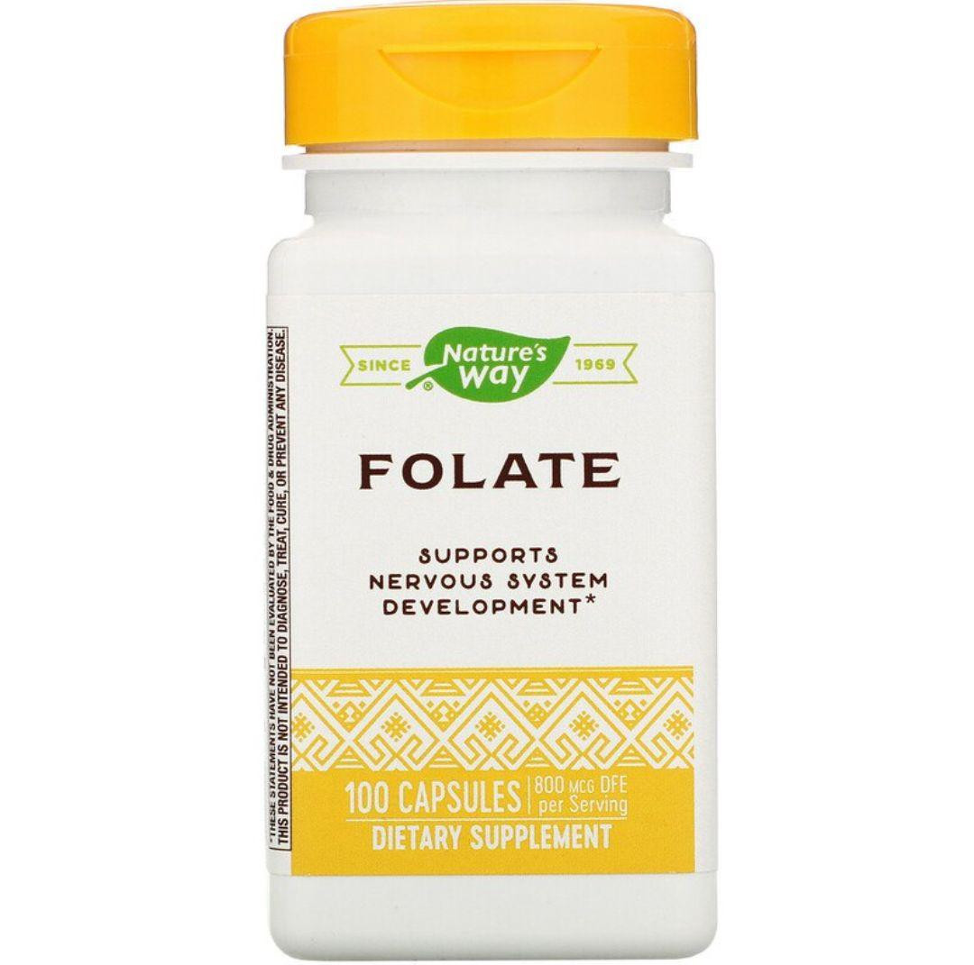 Фолієва кислота, Folate, Nature's Way, 800 мкг, 100 капсул