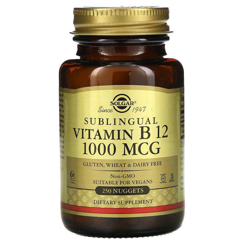 Вітамін В12 (ціанокобаламін), Vitamin B12, Solgar, сублінгвальний 1000 мкг, 250 таблеток