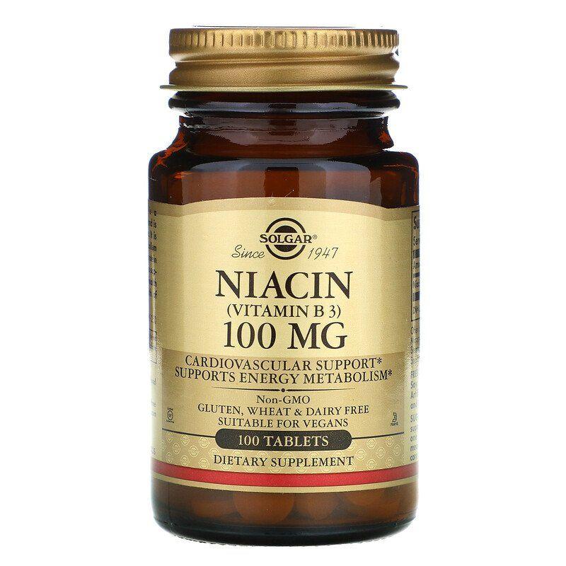 Вітамін В3 (ніацин), Niacin (Vitamin B3), Solgar, 100 мг, 100 таблеток