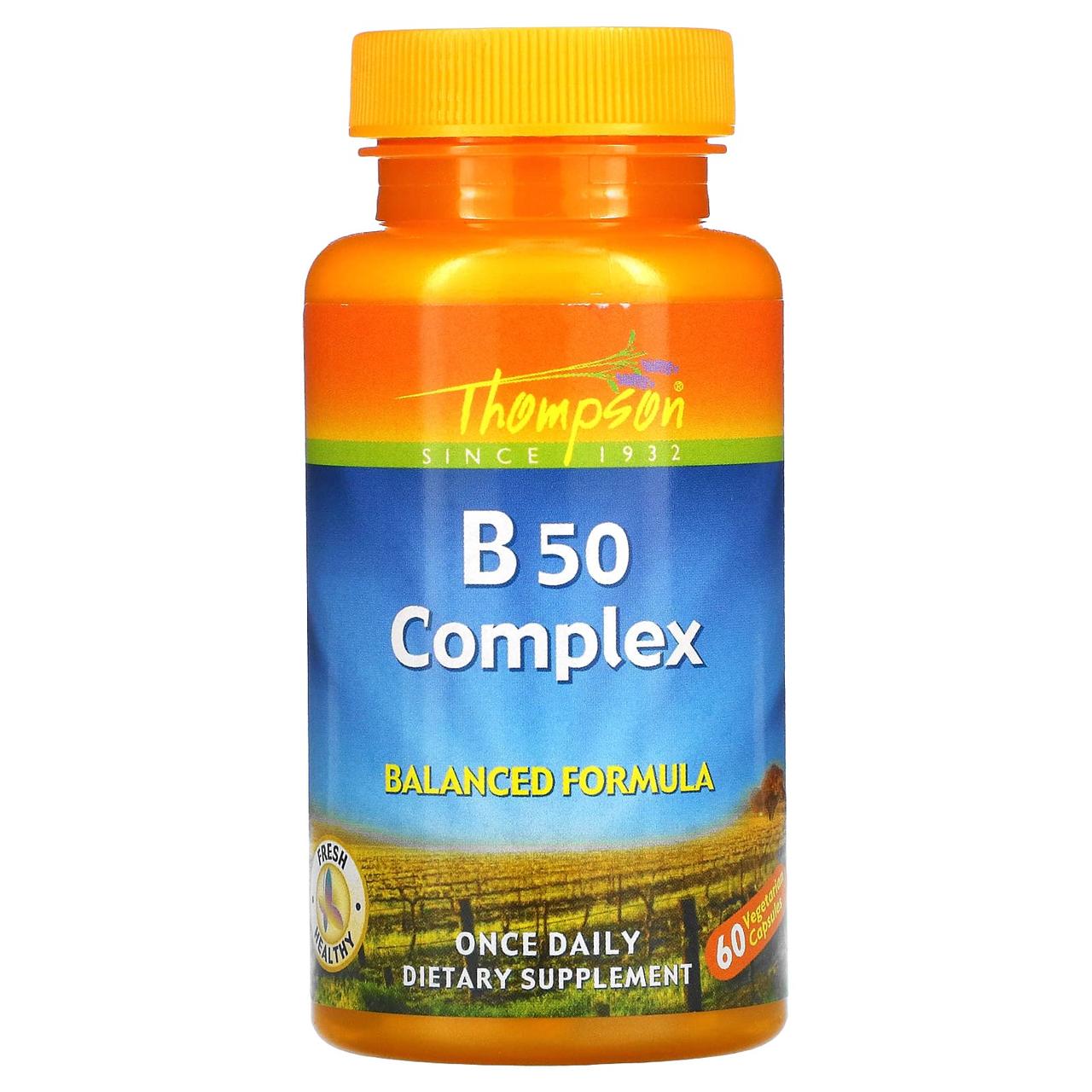 Комплекс вітамінів В-50, B50 Complex, Thompson, 60 капсул