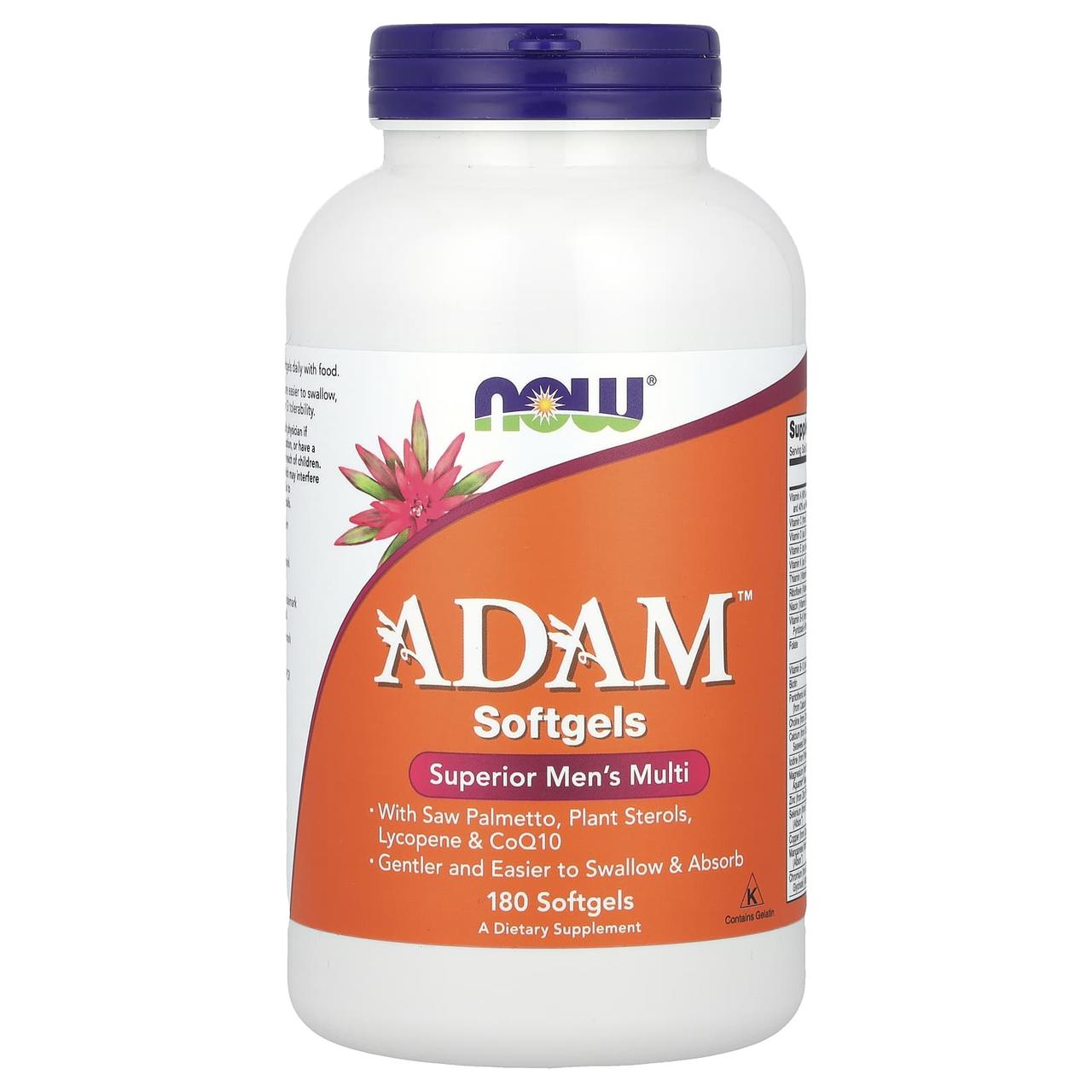 Вітамінний комплекс Адам, ADAM Men's Multi, Now Foods, для чоловіків, 180 гелевих капсул