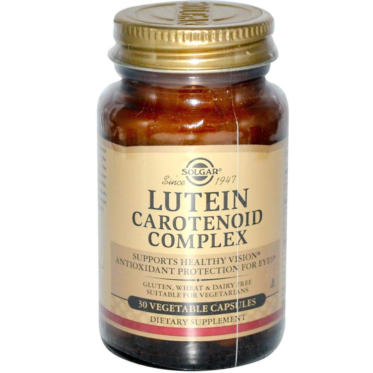 Каротиноїди, Lutein Carotenoid, Solgar, комплекс із лютеїном, 30 капсул