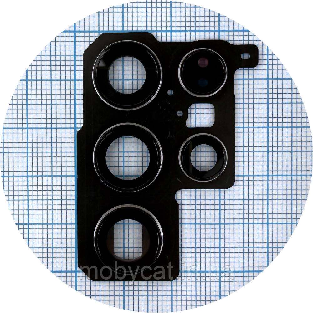 Скло камери Samsung Galaxy S22 Ultra 5G S908B (чорне у рамці), фото 1