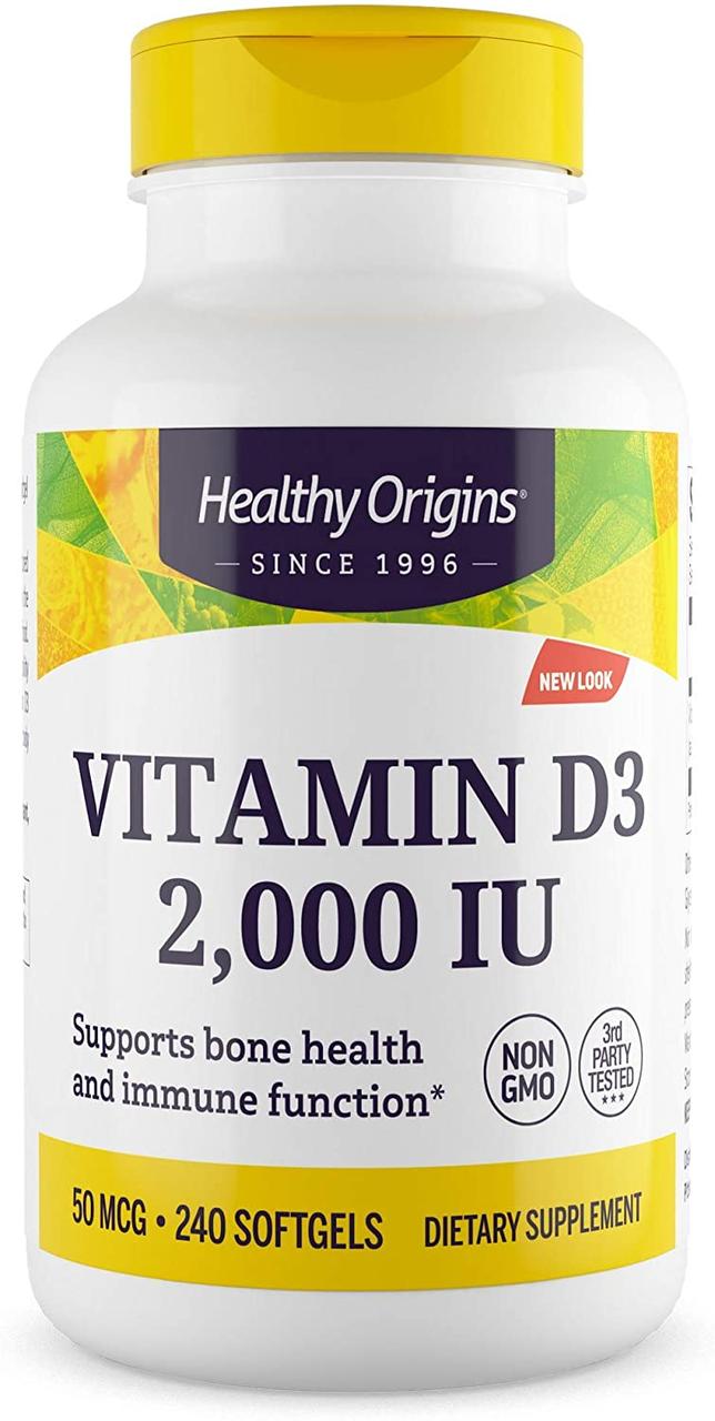 Вітамін D3, Vitamin D3, Healthy Origins, 2000 МО, 240 гегєвих капсул