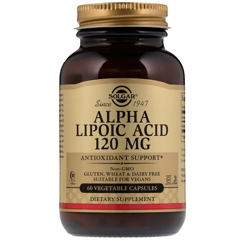 Альфа-ліпоєва кислота, Alpha Lipoic Acid, Solgar, 120 мг, 60 вегетарінських капсул