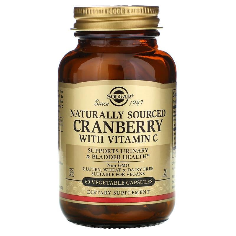 Журавлина + вітамін С, Cranberry Vitamin C, Solgar, натуральна, 60 рослинних капсул