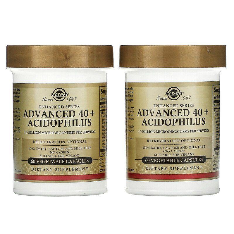 Пробіотики Ацидофілус 40+, Advanced 40+ Acidophilus, Solgar, 120 вегетаріанських капсул
