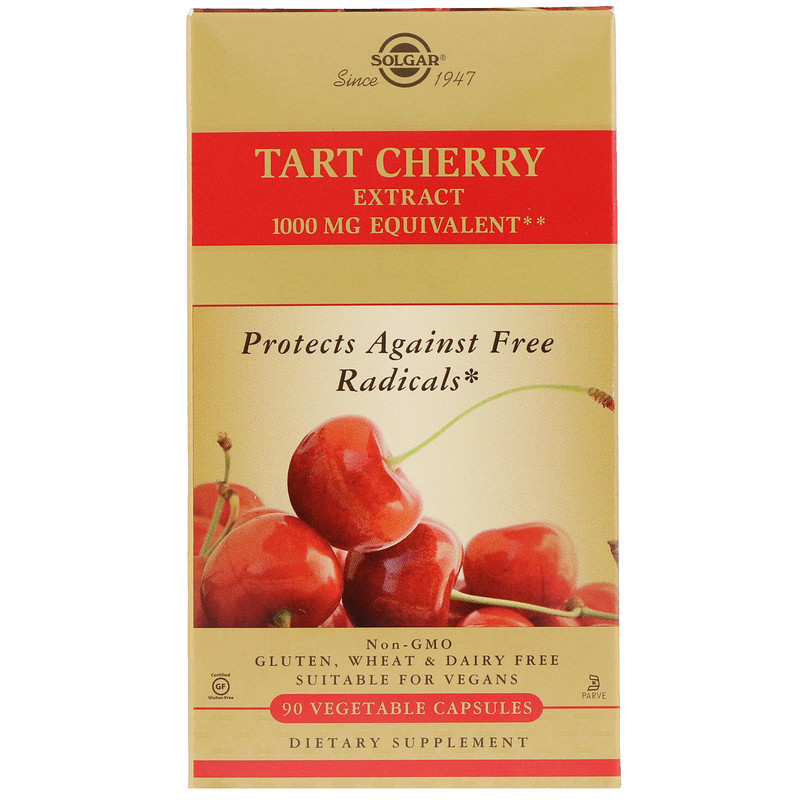 Екстракт дикої вишні (Tart Cherry), Solgar, 1000 мг, 90 вегетаріанських капсул