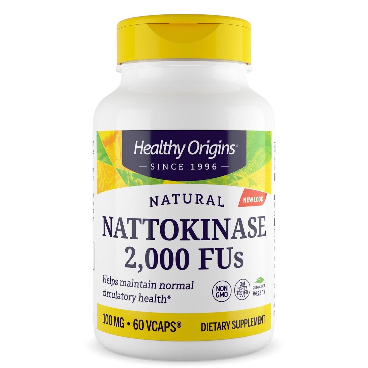 Наттокіназа, Nattokinase 2,000 FU's, Healthy Origins, 100 мг, 60 капсул