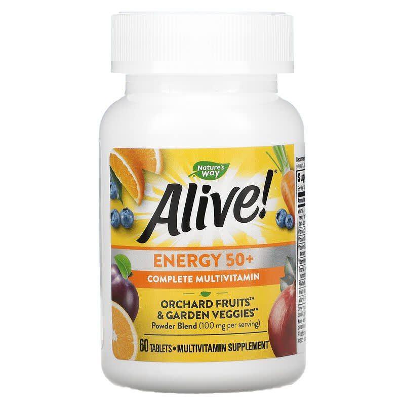Вітаміни після 50, Energy 50+, Multivitamin-Multimineral, Nature's Way, Alive! 60 таблеток