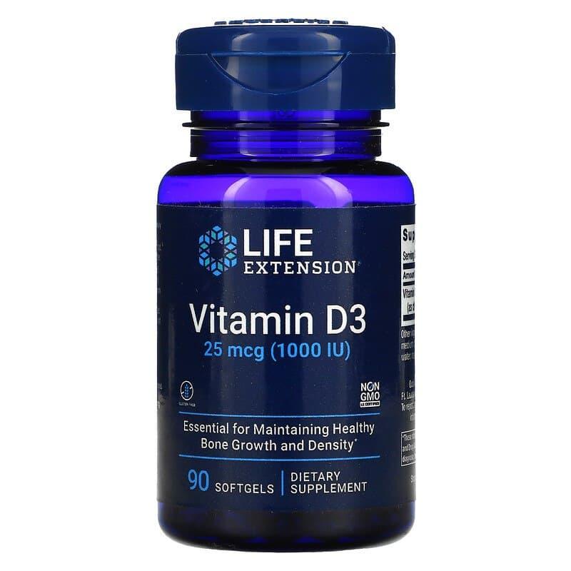 Вітамін D-3, Vitamin D3, Life Extension, 1000 МО, 90 гелевих капсул