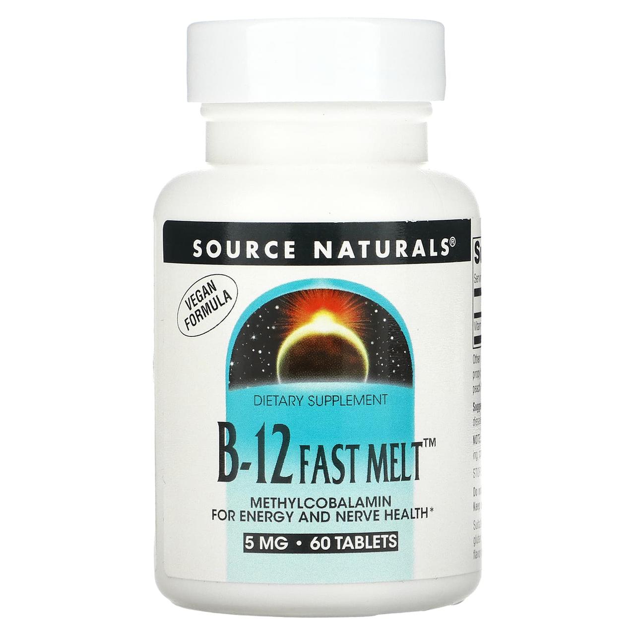 Вітамін В12, B-12 Fast Melt, Source Naturals, 5 мг, 60 таблеток
