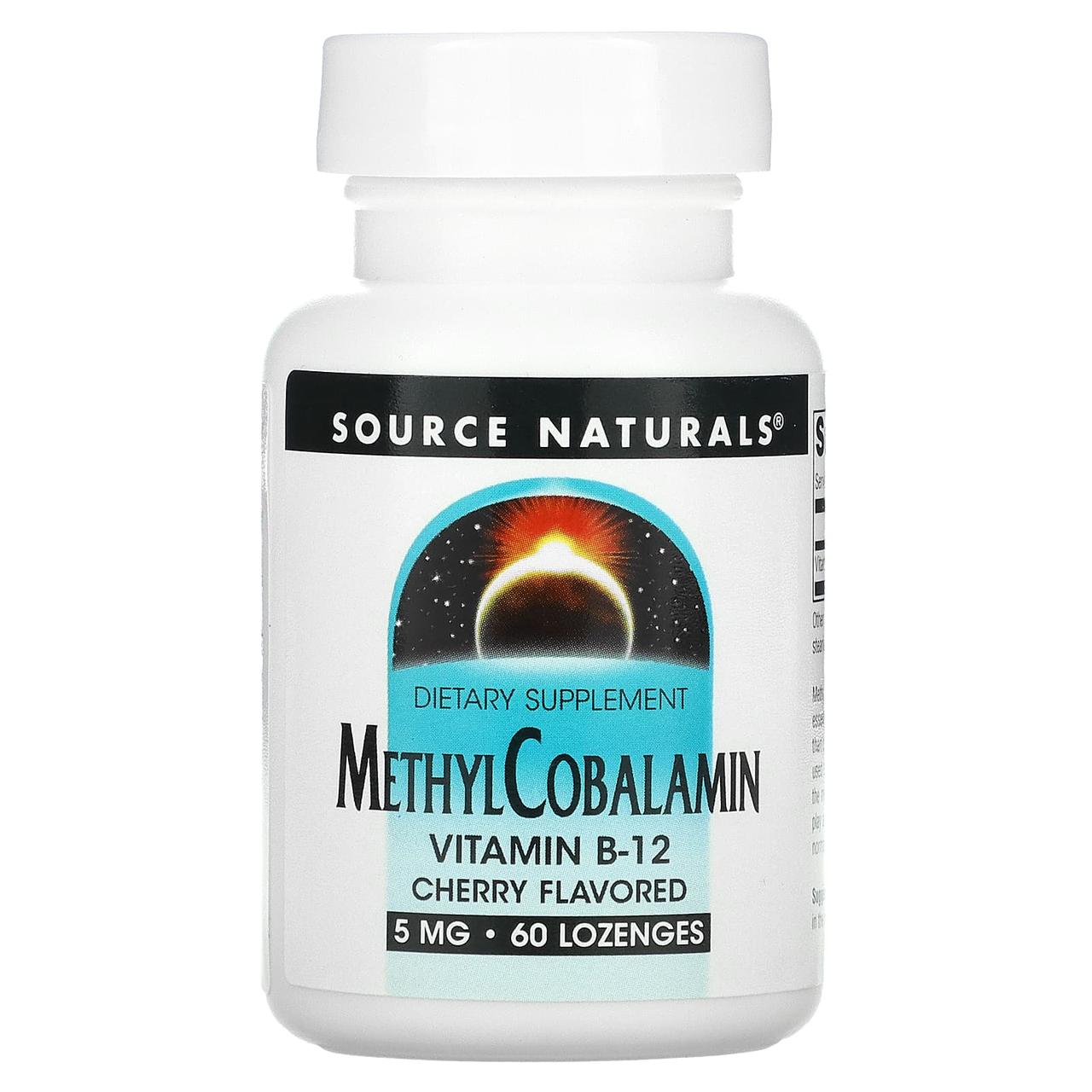 Вітамін В12 (метилкобаламін), MethylCobalamin, Source Naturals, вишня, 5 мг, 60 таб.