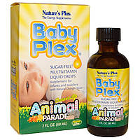 Вітаміни для немовлят, Multivitamin Drops, Nature's Plus, Animal Parade, смак апельсина, без цукру, краплі, 60 мл.
