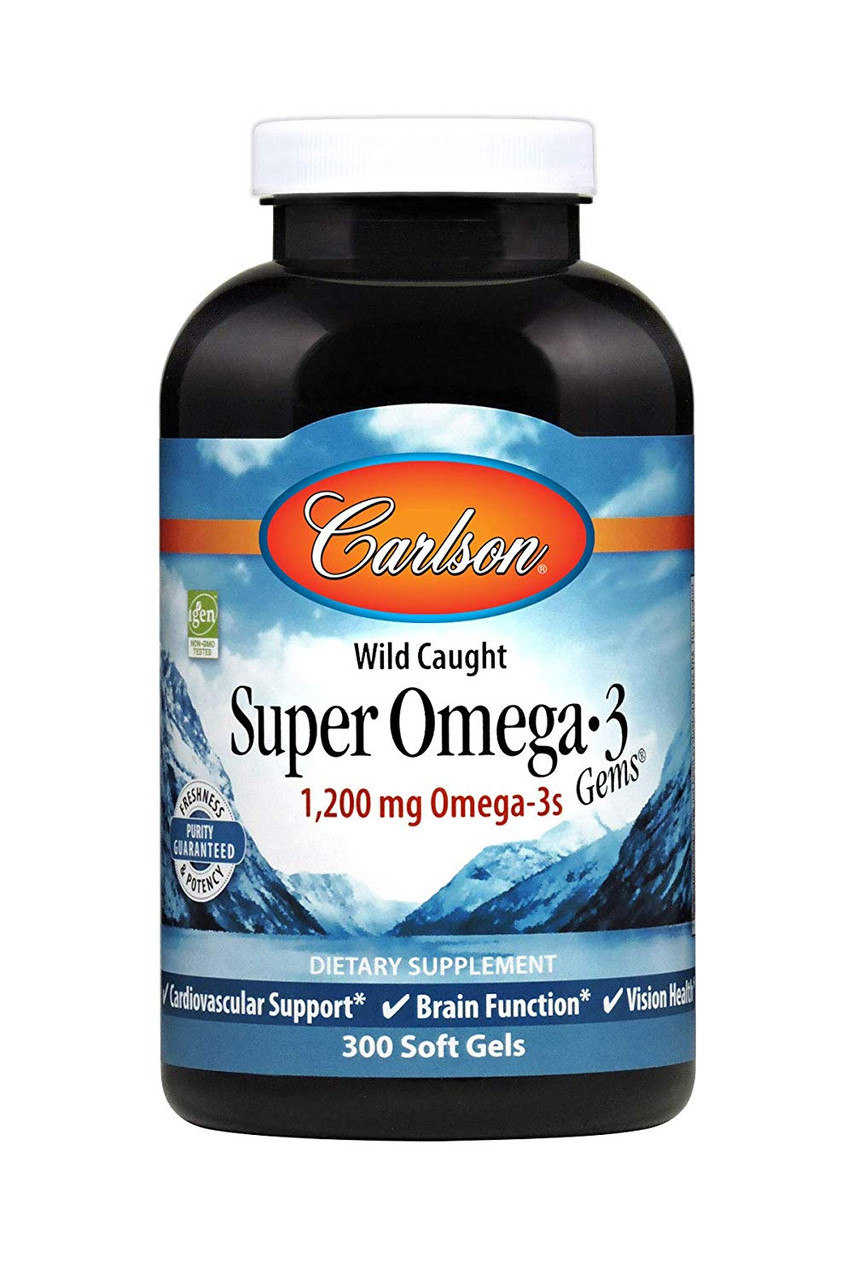 Омега-3, риб'ячий жир, Super Omega-3 Gems, Carlson, 600 мг, 300 гелевих капсул