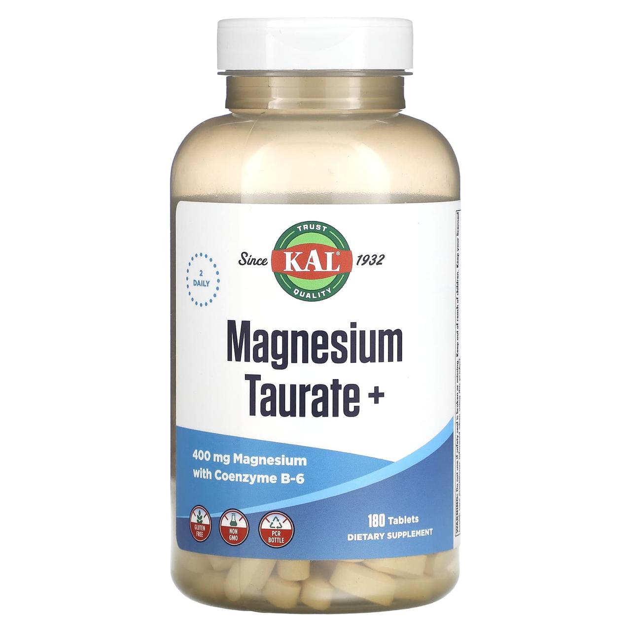 Таурат магнію +, Magnesium Taurate +, KAL, 400 мг, 180 таблеток