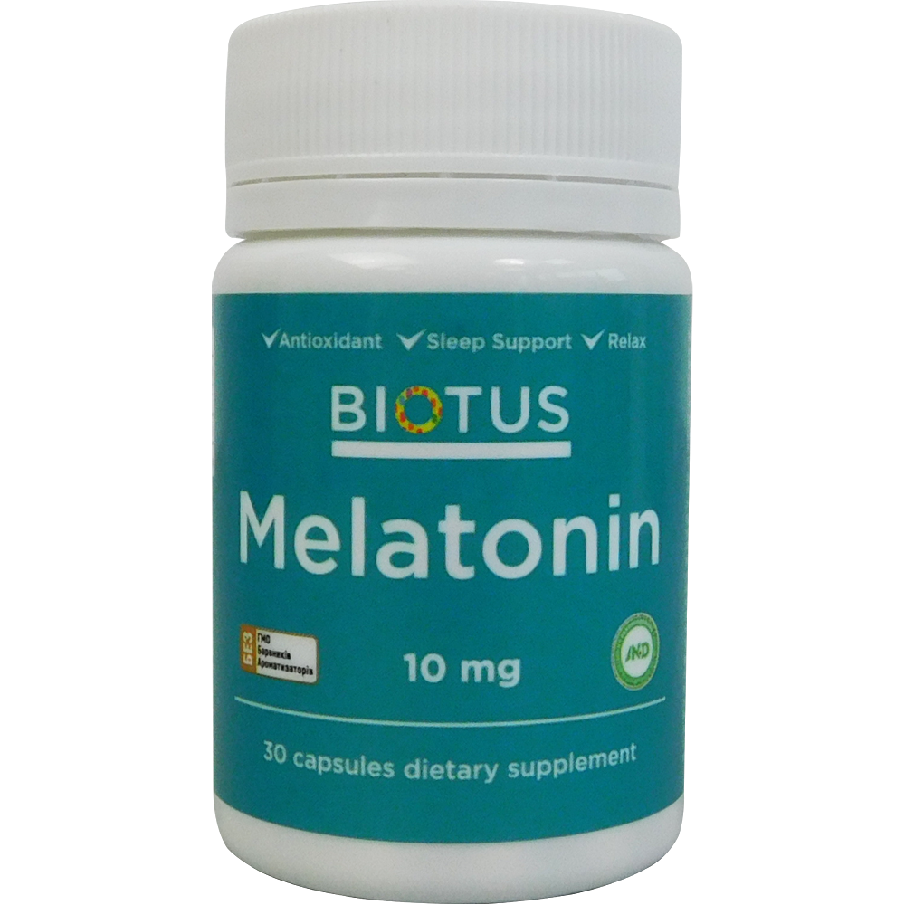 Мелатонін, Melatonin, Biotus, 10 мг, 30 капсул