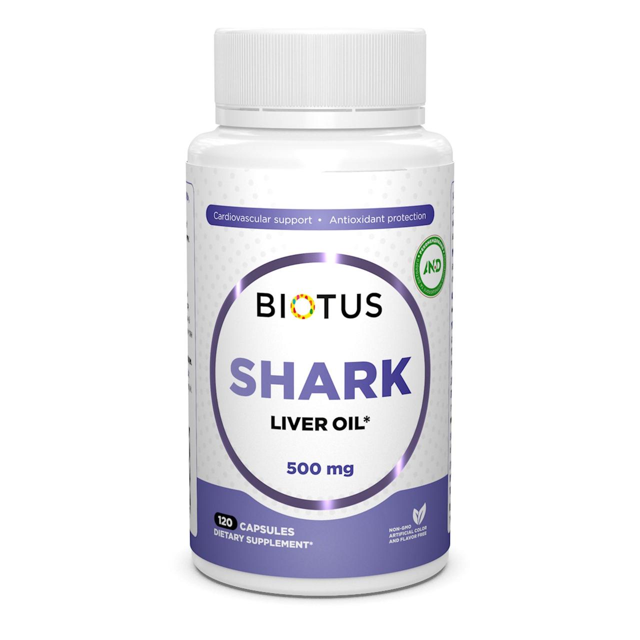 Риб'ячий жир з печінки акули, Shark Liver Oil, Biotus, 120 капсул