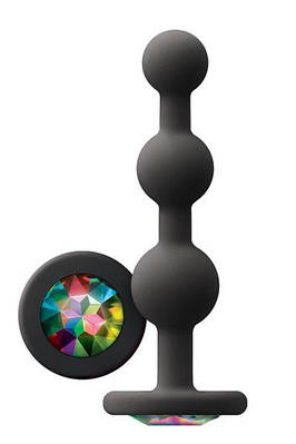 Анальна пробка з кристалом GLAMS RIPPLE RAINBOW Gem BLACK