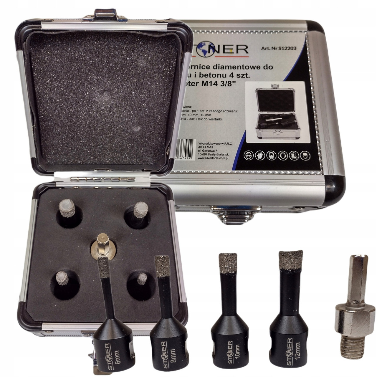 Набір алмазних коронок 5 штук 6-12 мм Stoner S12203