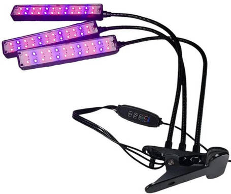 Фітолампа для рослин потрійна USB з таймером і регулюванням яскравості, фото 1