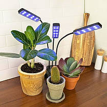 Фітолампа для рослин потрійна USB з таймером і регулюванням яскравості, фото 4