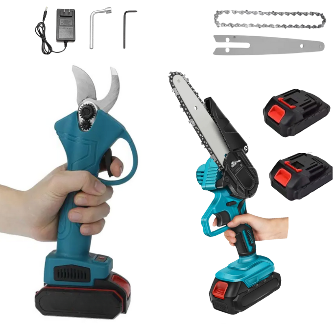 Набір 2 в 1 акумуляторна ланцюгова мініпила + секатор Lithium