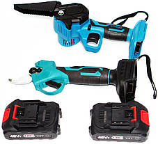 Набір 2 в 1 акумуляторна ланцюгова мініпила + секатор Lithium, фото 3