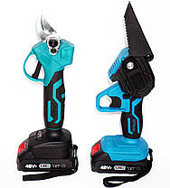 Набір 2 в 1 акумуляторна ланцюгова мініпила + секатор Lithium, фото 4