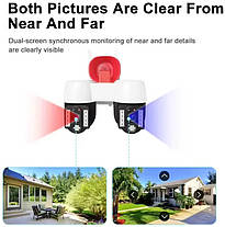 IP Wi-Fi Подвійна камера відеоспостереження на 6 МП з 2 об'єктивами та сиреною A2S (V380Pro), фото 3