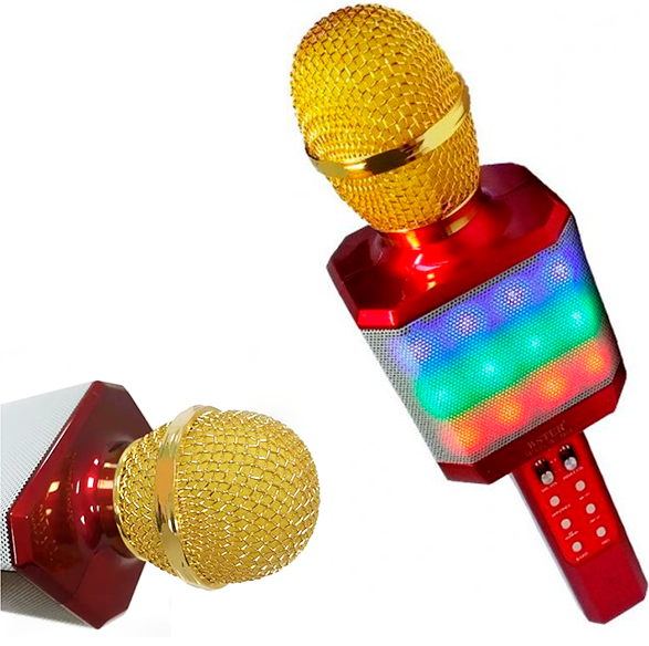 Караоке-мікрофон WSTER WS-1828 з LED-підсвіткою (змінювання голосу)