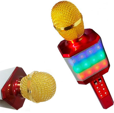 Караоке-мікрофон WSTER WS-1828 з LED-підсвіткою (змінювання голосу), фото 1