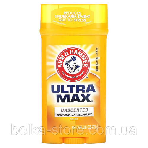 Твердий дезодорант-антиперспірант без аромату Arm & Hammer Ultramax Unscented, фото 1