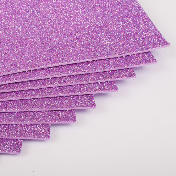 Фоаміран з глітером 20 * 30см, EVA, Флексика, 2 мм. 10 аркушів в ОРР:бузковий, фото 1