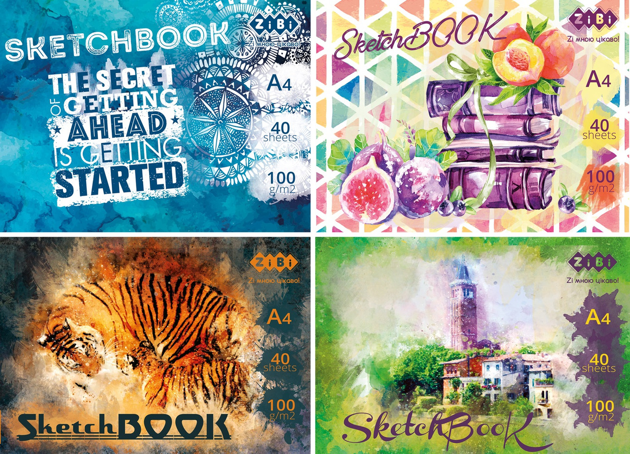 Скетчбук А4, 40 аркушів, клеєний, білий блок 120 гм2, ART Line, фото 1