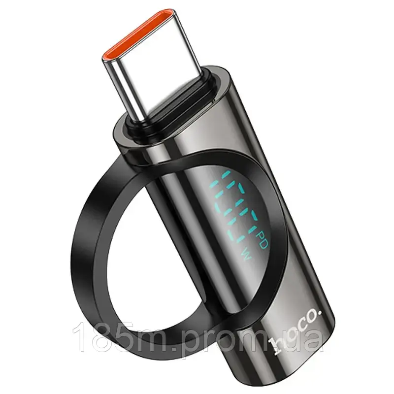 Перехідник HOCO UA32 TYPE-C AM >TYPE-C AF 100W Black, фото 1