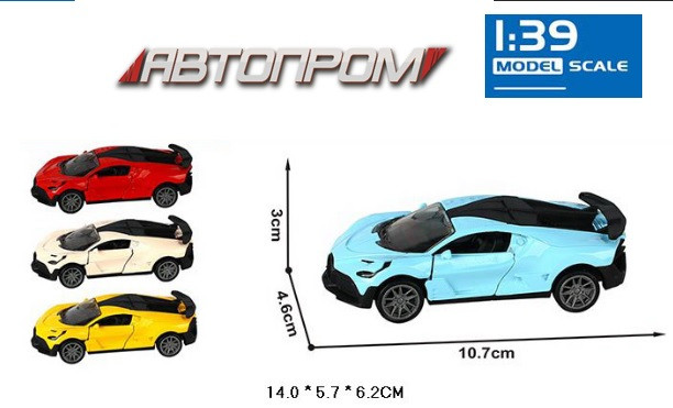 Машина мет. АВТОПРОМ 1:43,4 кольори, відкр.двері, кор.14*6*6см /96-2/