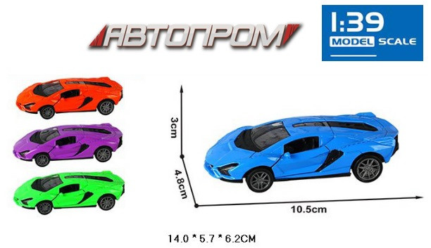 Машина мет. АВТОПРОМ 1:43,4 кольори, відкр.двері, кор.14*6*6см /96-2/