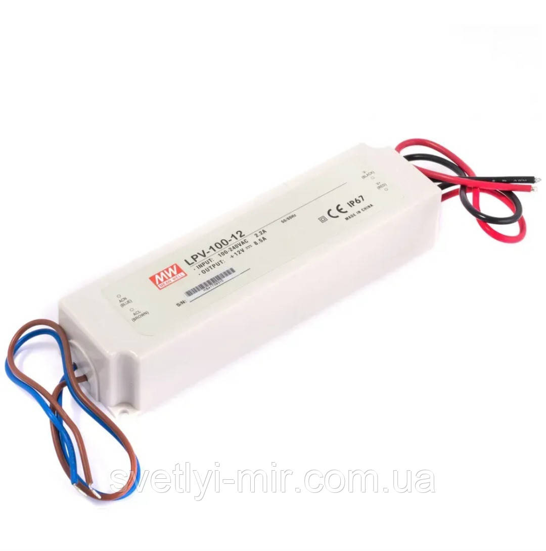 Блок живлення Mean Well LPV-100-12 12 В 8,5 А 100 Вт 12 V 8,5 A 100 W герметичний, фото 1