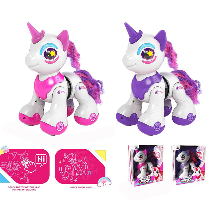 Тварина д/к(ІЧ), єдиноріг, 25см, музика, звук, світло, сенсор, програмується, їздить, танцює, регулятор гучності, 2 кольори, на, фото 1