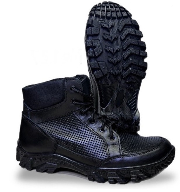 Літні черевики тактичні шкіра перфорація Чорні підошва Energy 39 40 41 42 43 44 45 46
