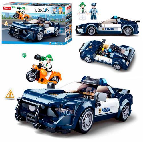 Конструктор SLUBAN поліція, машина, мотоцикл, фігурки,284дет, в кор-ці, 38-24-6см /16/, фото 1