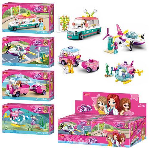 Конструктор SLUBAN транспорт,фігурка,від111дет, в кор-ці,(4вид) /8/64/8шт в кор. 48-15-19,5см, фото 1